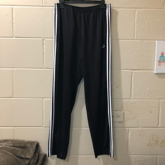Adidas Black & White Striped Joggers with Elastic Waist Size Medium - Picture 1 of 8
